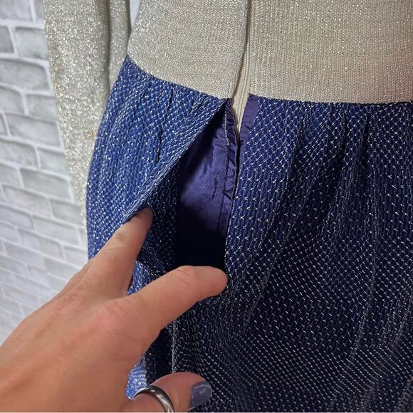 Vintage 70s Lane Bryant Tall Shop glam blue silver sparkle maxi dress 12 TALL - Picture 8 of 10